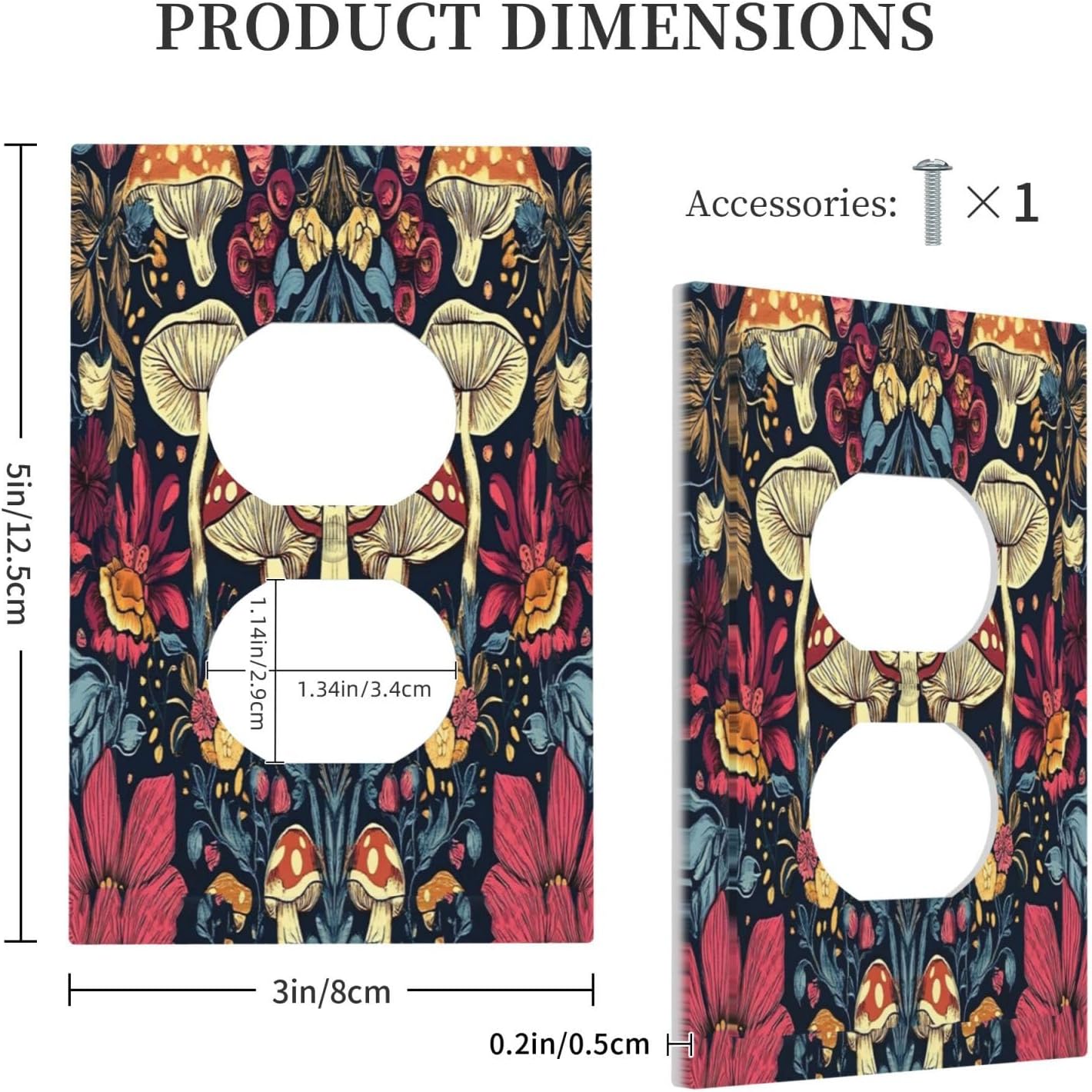 Outlet Covers Coloful Red Yellow Orange Magical Mushroom Forest 1 Gang Duplex Light Switch Cover Plate Decorative Switch Plate Covers Electrical Socket Cover for Bedroom Home Decor
