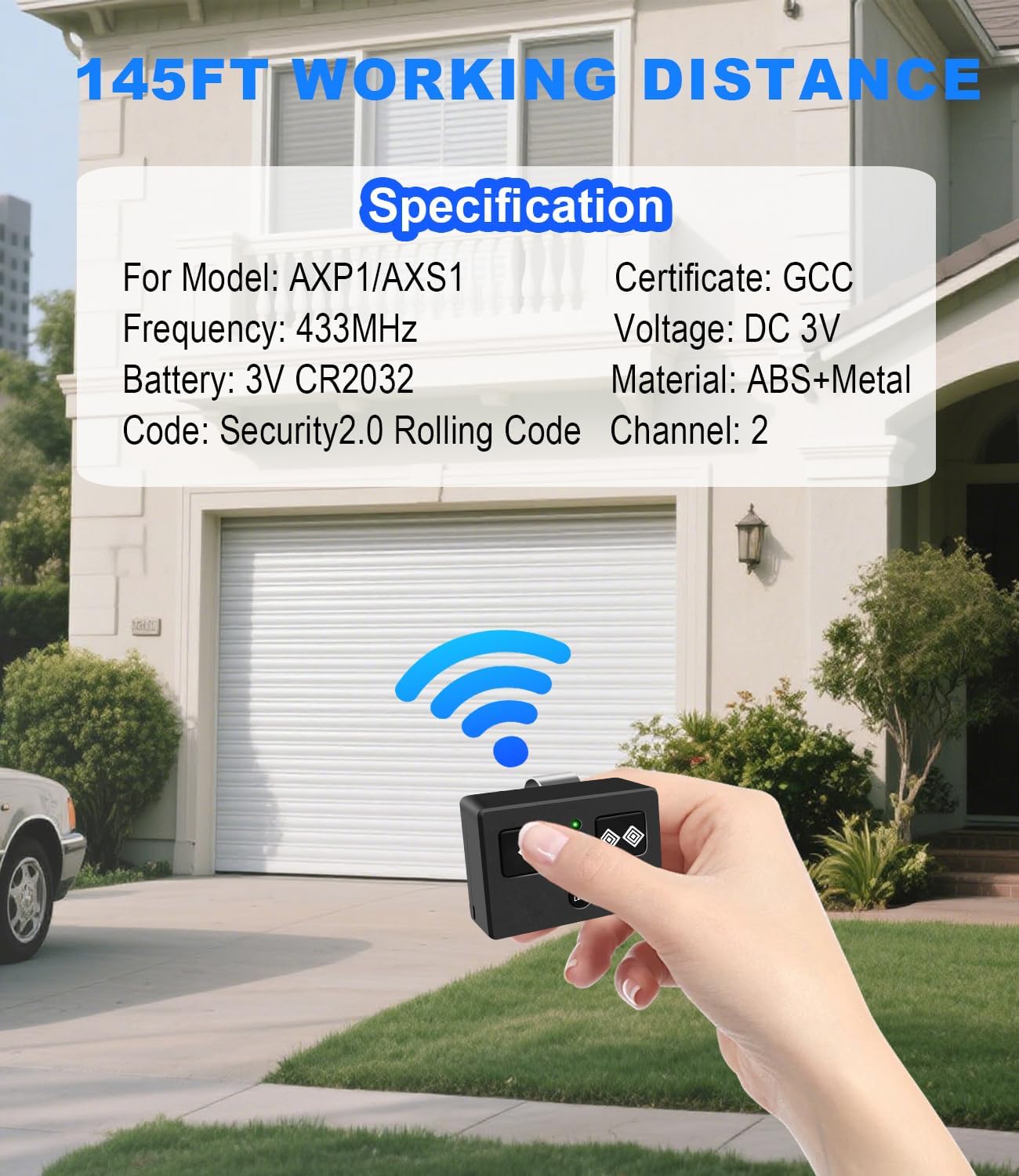for Ghost Controls AXS1 AXP1 Remote Transmitter,5-Button Remote Transmitter for Automatic Gate Openers, Partymode, Compatible with Ghost Controls Single/Dual Control Opener Systems (AXP1 2Pack Black)