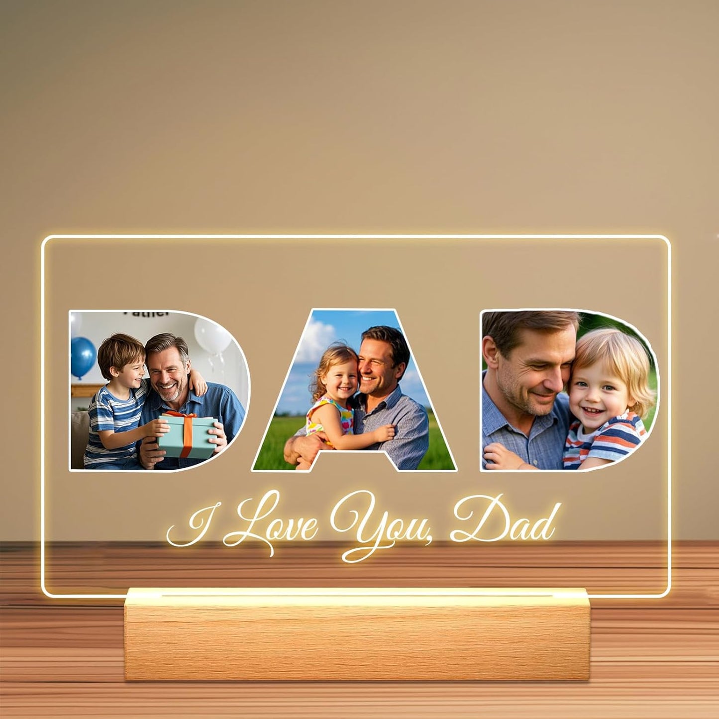 Personalized Picture Frames with Photo, Custom Photo Frame with Night Light, Customized Girlfriend Photo Gifts, Ideal Gift for Couples Anniversary Birthday Mom Dad Him Her