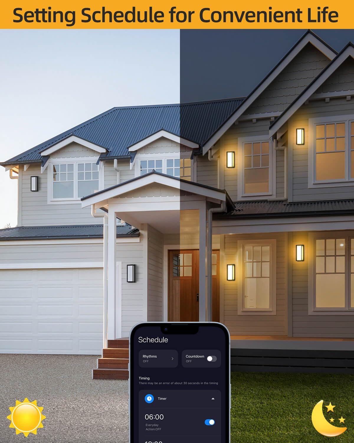 RAYVO Outdoor Wall Light, 1500LM RGBCW Smart Porch Lights Color Changing Exterior Lighting Fixtures, IP65 Waterproof Outdoor Sconce Lights for House Compatible with Alexa Google Assistant, ETL Listed