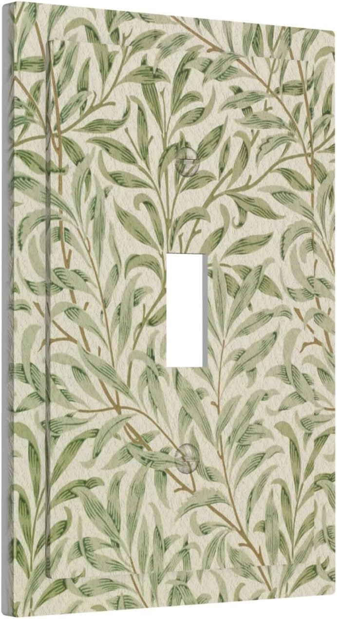 Decorative Light Switch Plate Covers Vintage Morris Willow Leaf Green Leaves 1 Gang Wall Plate Single Toggle Switch Cover Plate Jumbo Electrical Switchplate Receptacle Faceplate