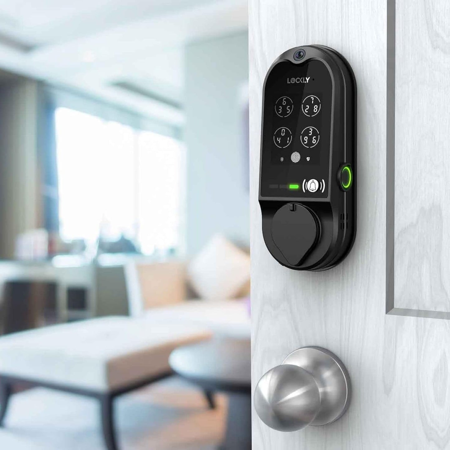 Lockly Vision Smart Lock, HD Video Doorbell Smart Locks for Front Door, Fingerprint Door Lock, Touchscreen Keypad, App Control, No Monthly Fee, Auto Lock - Matte Black