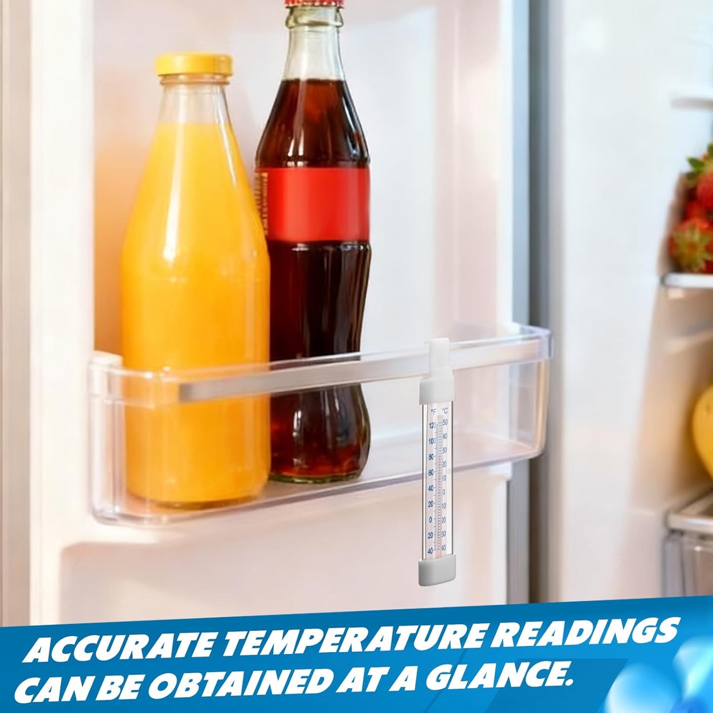 30 Pack Refrigerator Freezer Thermometer, Long Strip Hanging Standing Analog Thermometer with Fahrenheit Celsius for Kitchen Fridge Freezer Cooler (-40 to 122°f/-40 to 50°c)