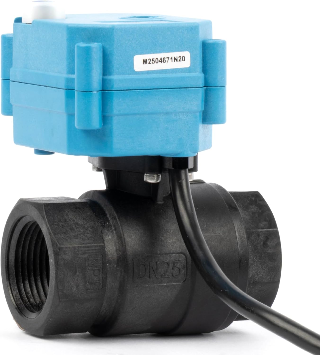 U.S. Solid 1” PPE Motorized Ball Valve with US Plug - Plastic Electrical Ball Valve, 2 Wire Auto Return, AC 110~230V, Normally Closed