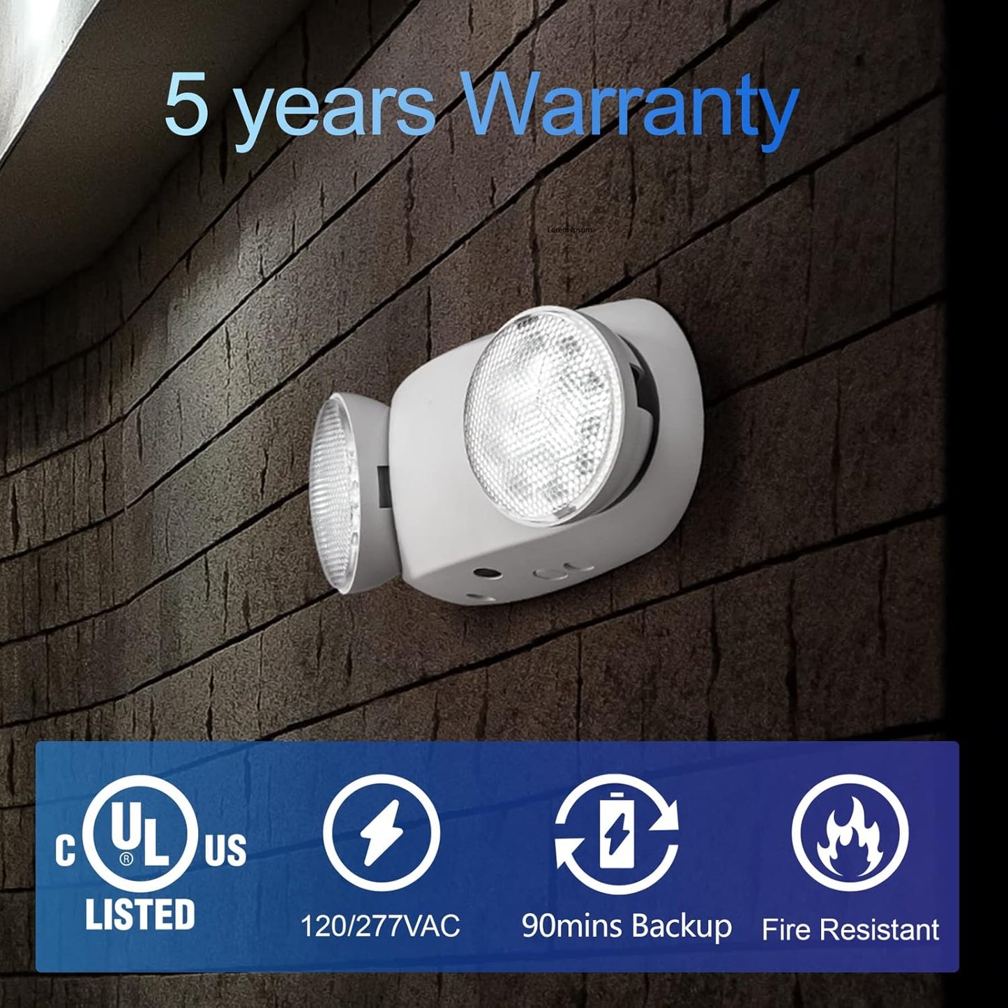 TANLUX LED Emergency Lights with Battery Backup, Commercial Emergency Light Fixtures for Business Home Power Failure Emergency Exit Sign Lighting with 1.0 Meter Plug in Cord AC120V Input