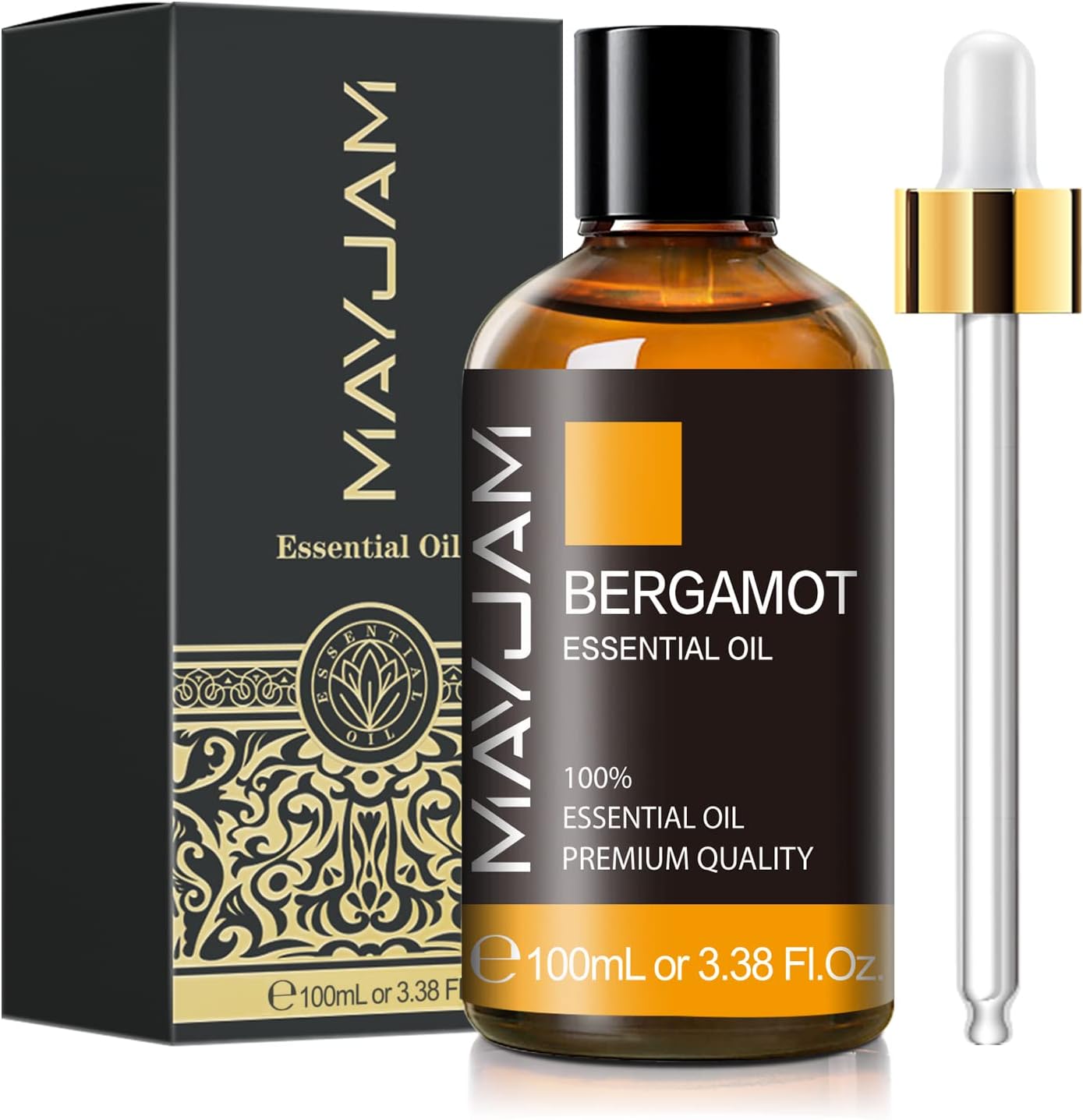 MAYJAM 100ML/3.38FL.OZ Bergamot Fragrance Oils with Glass Dropper, Essential Oils for Diffusers for Home, Long Lasting Scented Oils for Diffusers Soap Candle Making