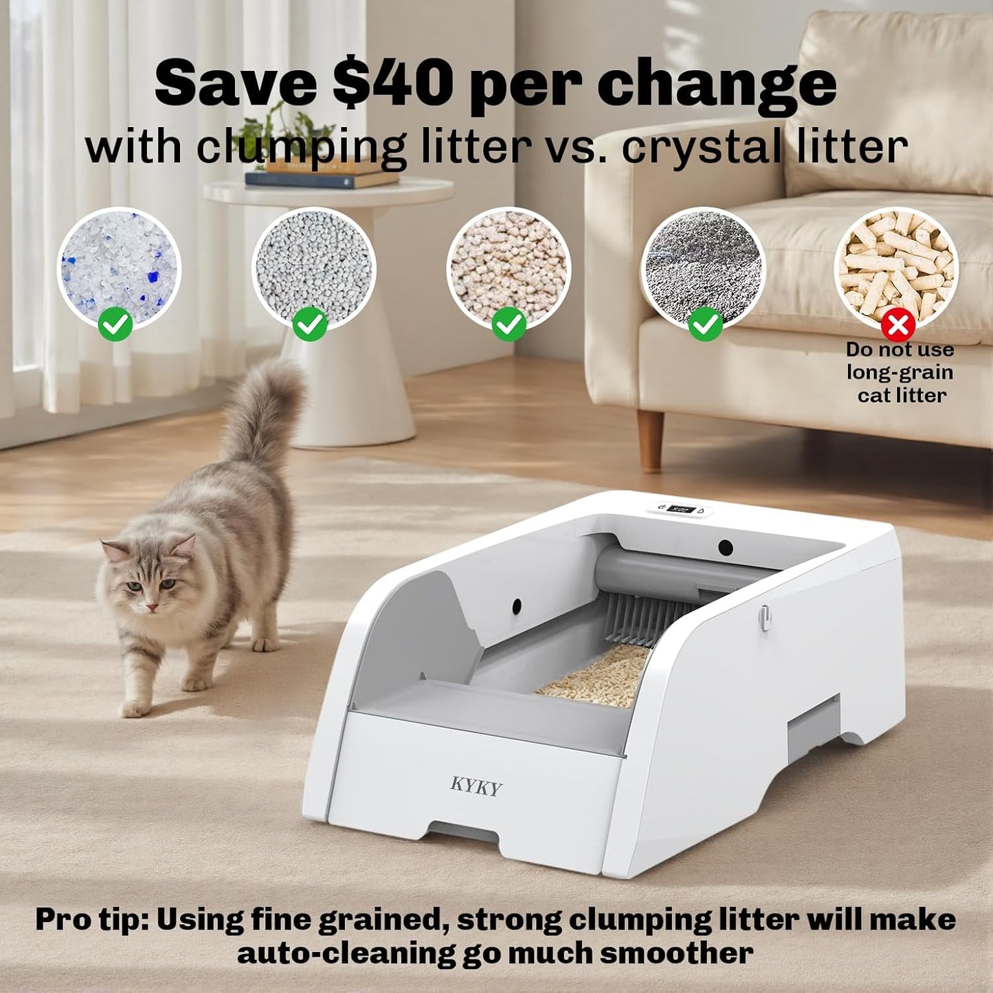 2 in 1 Self Cleaning Litter Box with APP Control, Open or Covered Canopy Design to Meet Cats' Varying Preferences, Large Automatic Cat Litter Box for Multiple Cats, Quiet, Odorless & Safe