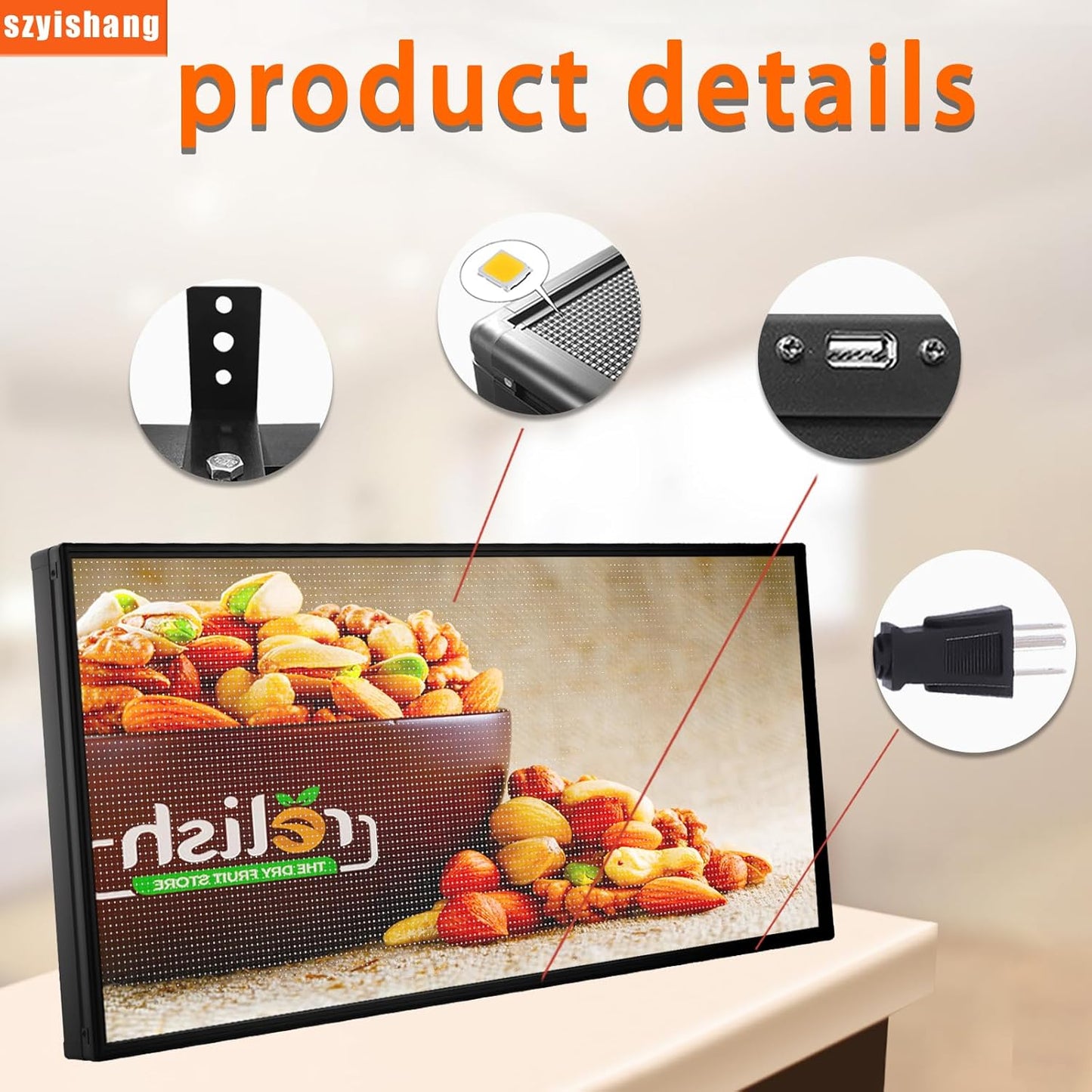 P5 Outdoor Waterproof 65"x34" Programmable LED Sign Board - Full Color Scrolling Display with High-Resolution Text/Image/Video for Business Advertising