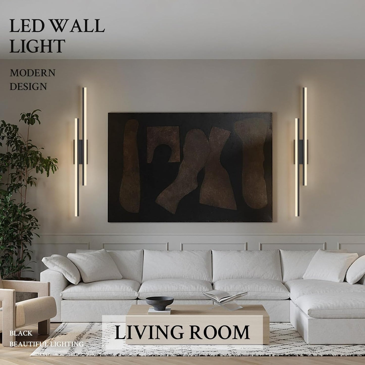 LED Wall Sconce Black Modern Remote Wall Light Fixtures for Living Room, Dimmable LED Vanity Light Indoor Remote Wall Sconce for Bedside Bedroom Bathroom Dining Room, 39.4inch 1 Pack