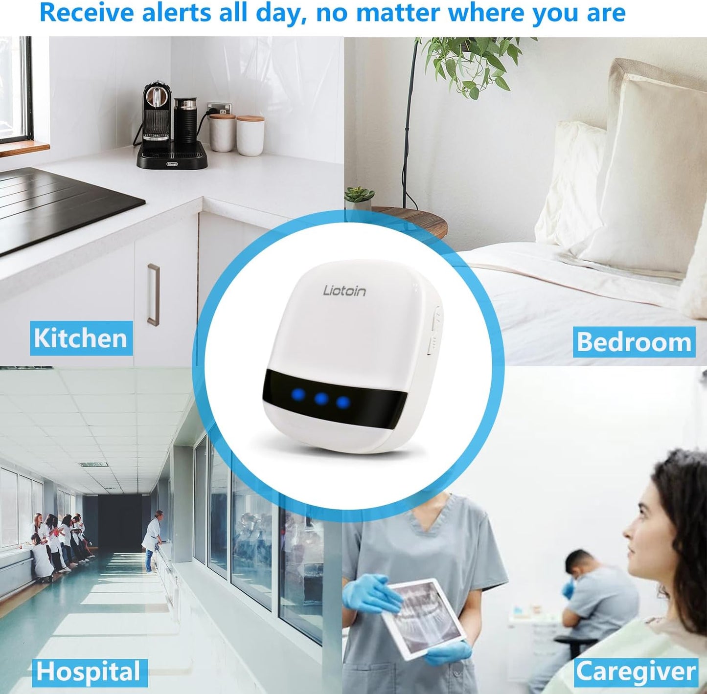 Caregiver Pager Wireless SOS Call Button Nurse Alarm System Home/Elderly/Patient/Disabled/School Call Bell 5 Transmitter 5 Plug-in Receiver (600+ft Operating Range)…