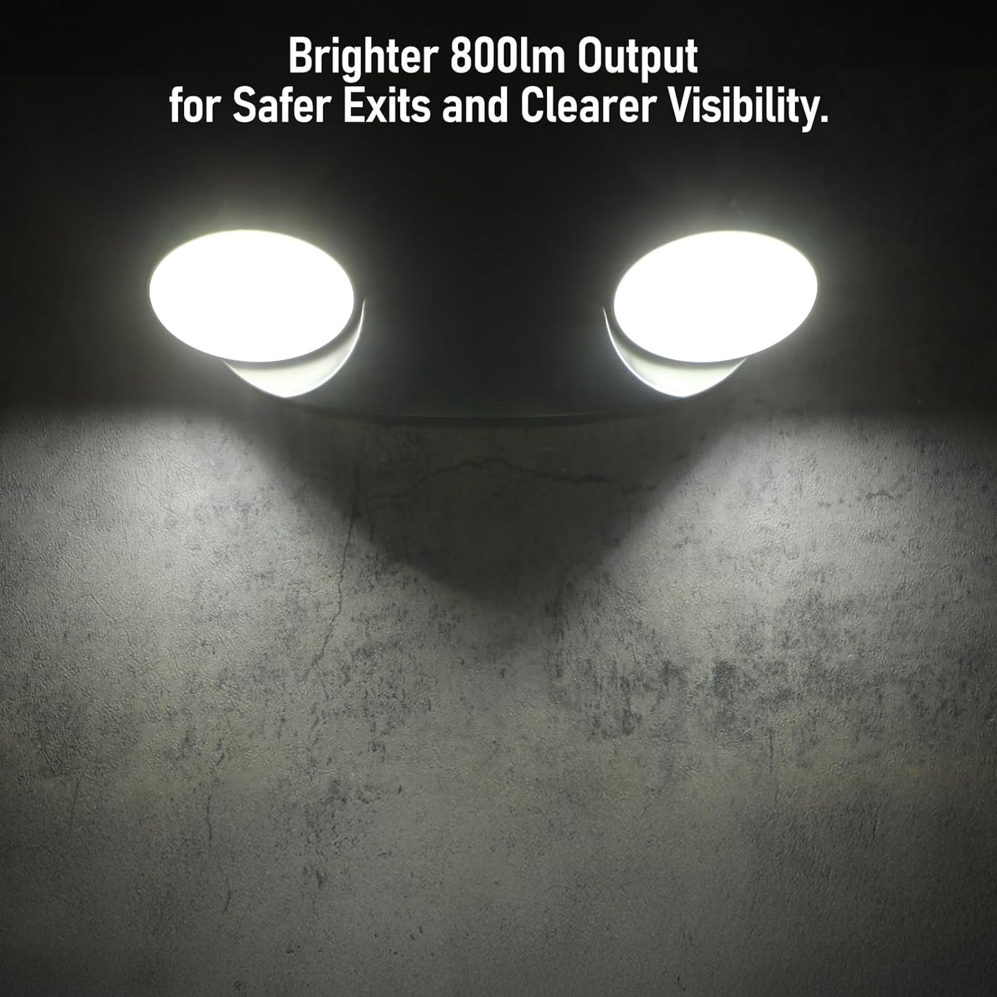 TORCHSTAR High Output LED Emergency Light, UL Listed, 800lm, AC 120-277V, Commercial Emergency Lights with Battery Backup, Two Adjustable Heads, Hardwired Exit Light Fixtures, Black, Pack of 2