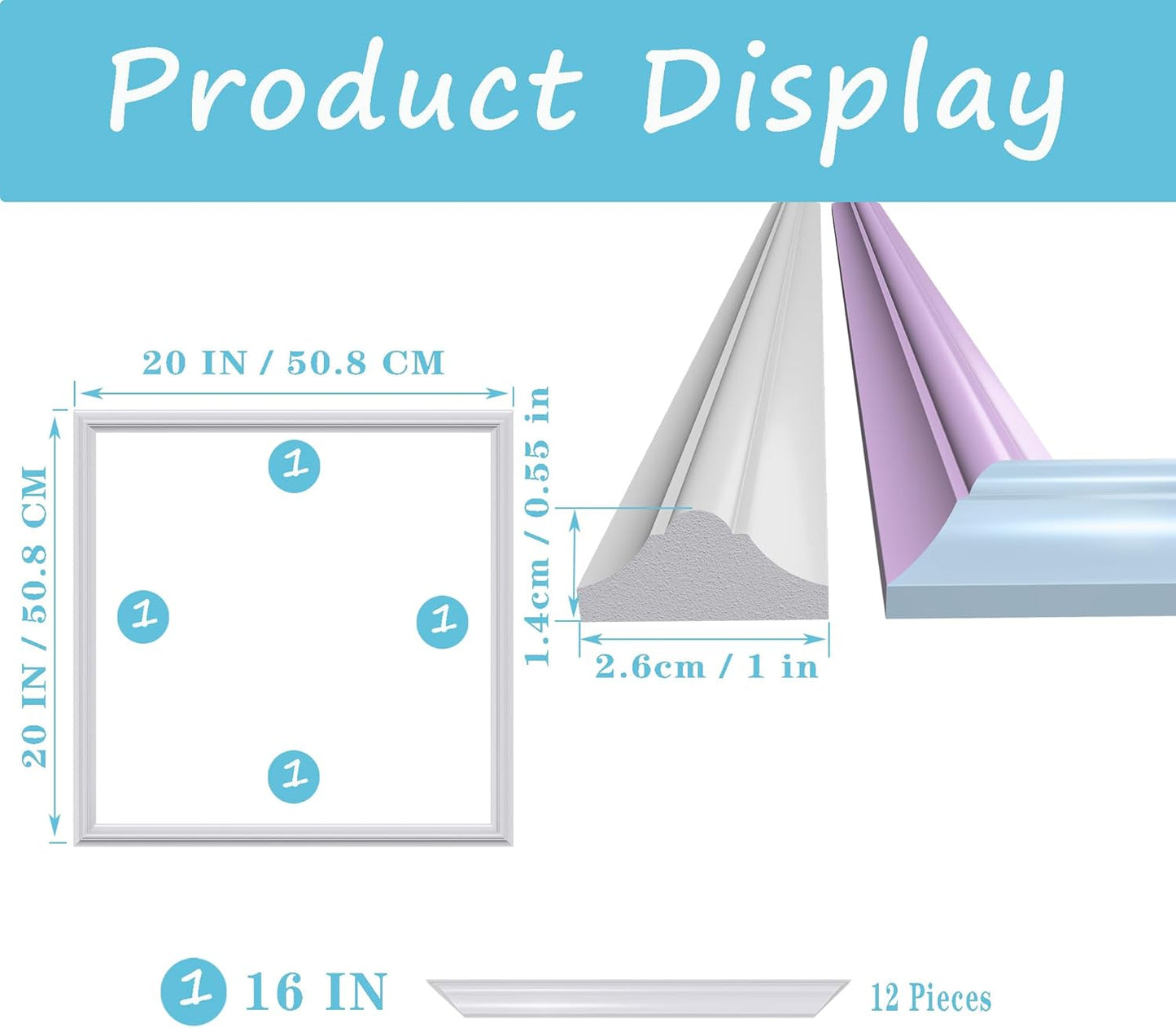 3 PCS Premade Wainscoting Panels Accent Wall Panels for Interior Wall Decor Easy DIY Build and Batten Chair Rail & Picture Frame Door Decor(20 x 20 in)