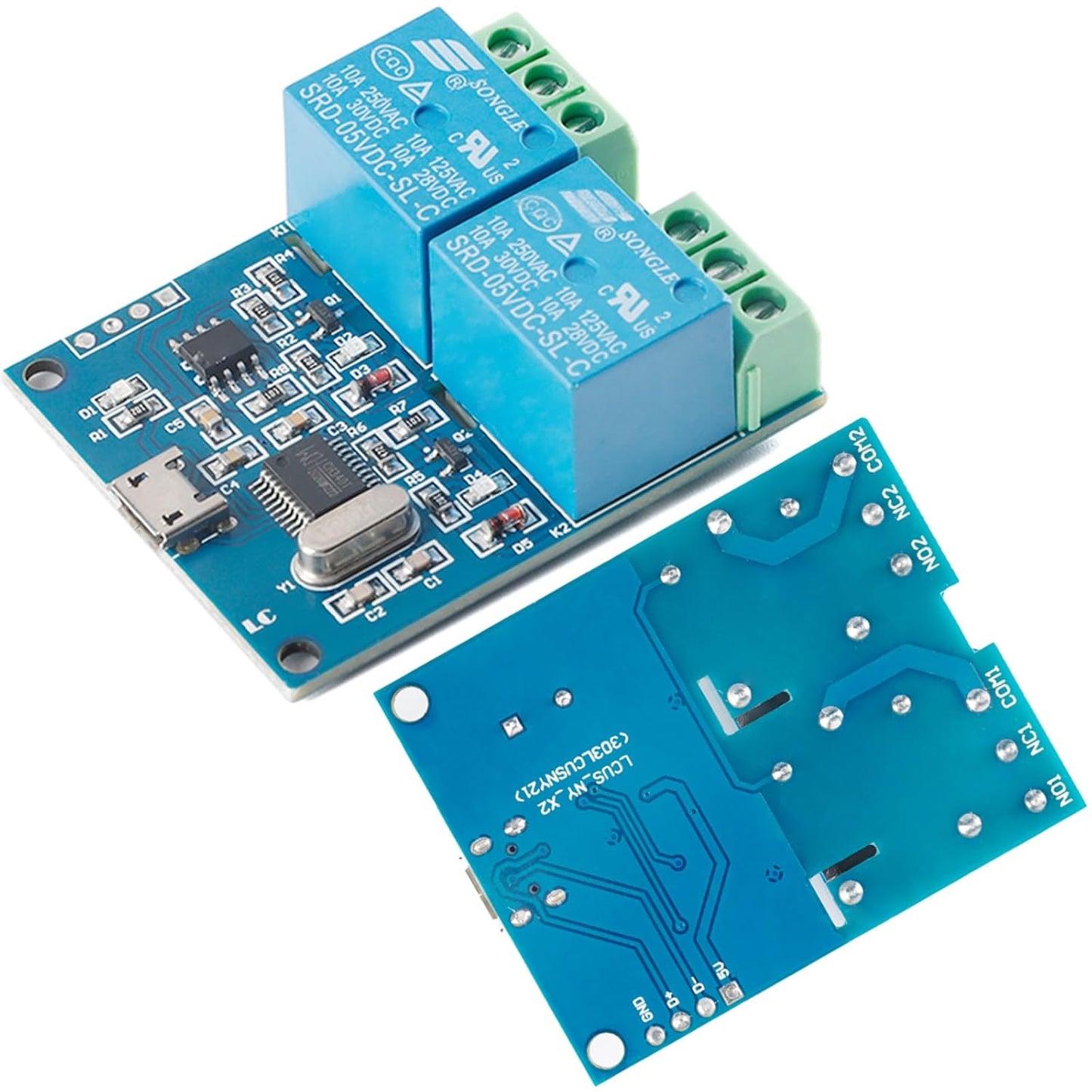 LCUS-2 USB Relay Module 2 Channel with Overcurrent Protection for Home Automation, Serial Control, Intelligent USB Switch