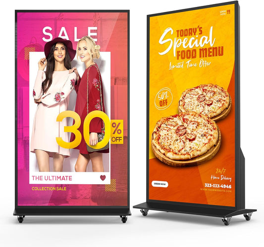 75 Inch Full Screen Indoor Floor Stand Digital Signage Digital Kiosks With Android System Lcd Poster Display With WiFi HDMI/USB Input Auto Media Player