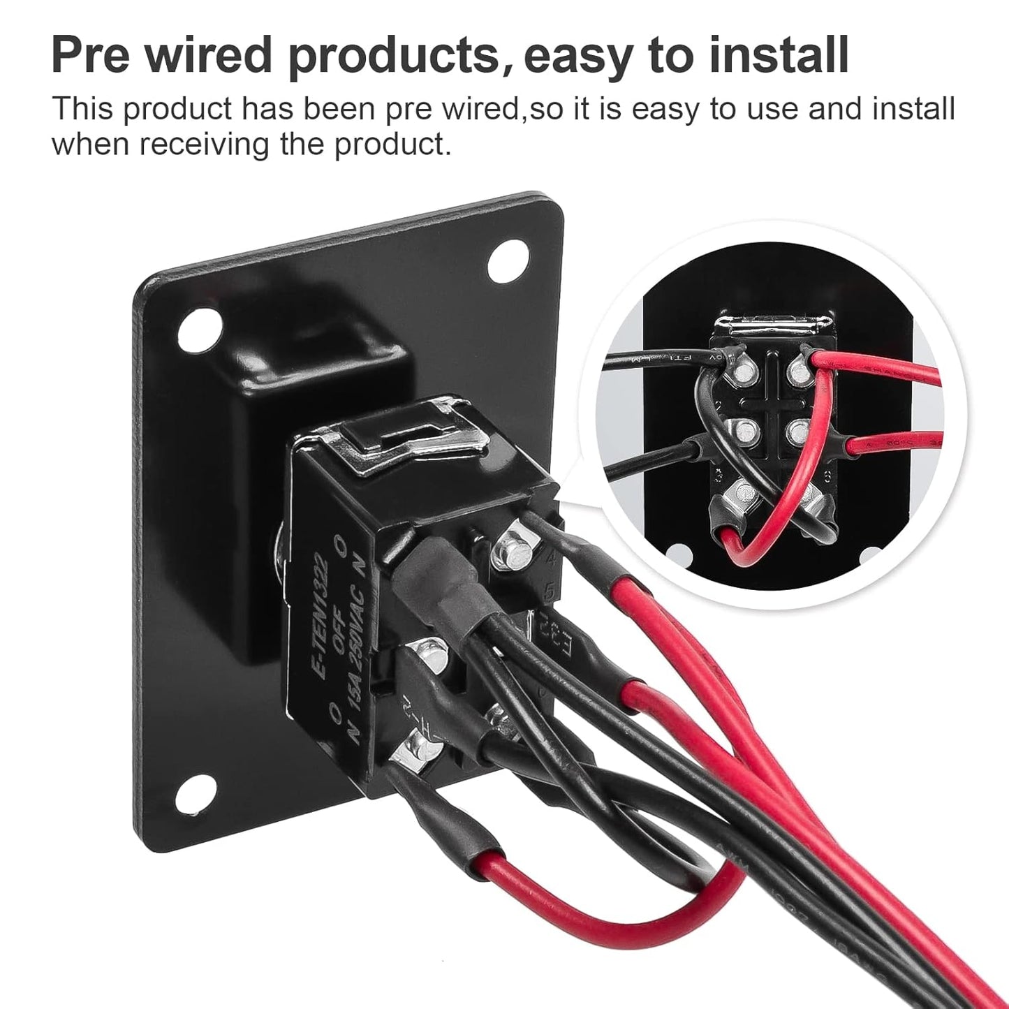 Button Switch Rocker Switch Toggle Switch Six Pin Three Position 1/2 Prewired Power Transfer Switch with Mounting Plate,Waterproof Cap.