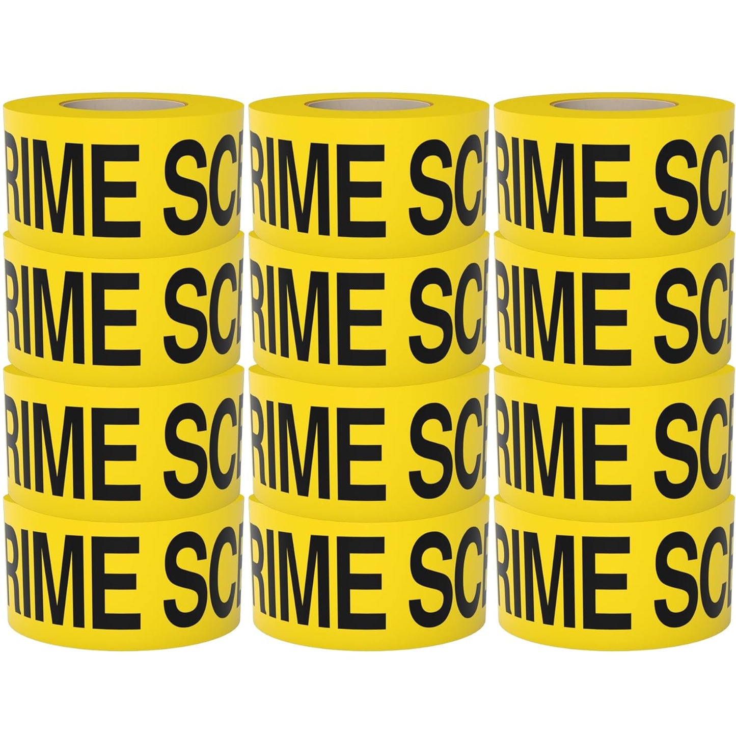 Crime Scene Do Not Cross Tape 12 Pack 3 inch x 1000 feet, Bright Yellow with a Bold Black Print for High Visibility • Tear Resistant Design