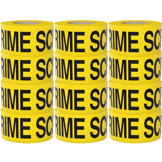 Crime Scene Do Not Cross Tape 12 Pack 3 inch x 1000 feet, Bright Yellow with a Bold Black Print for High Visibility • Tear Resistant Design