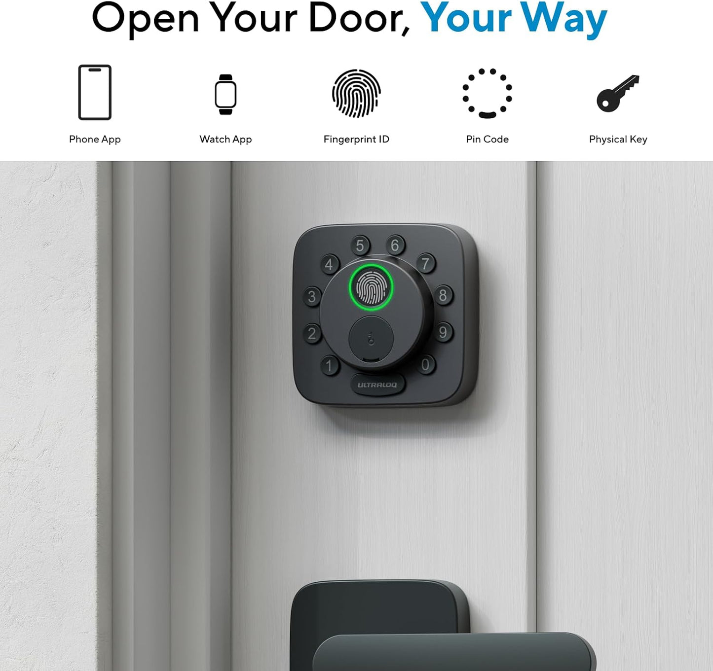 ULTRALOQ Bolt Smart Lock, Built-in Wi-Fi, Matter Over Thread, Works with Apple Home, Alexa, Google, 7-in-1 Keyless Entry Deadbolt with Fingerprint ID, App, Keypad, Remote Control, 18 Months Battery