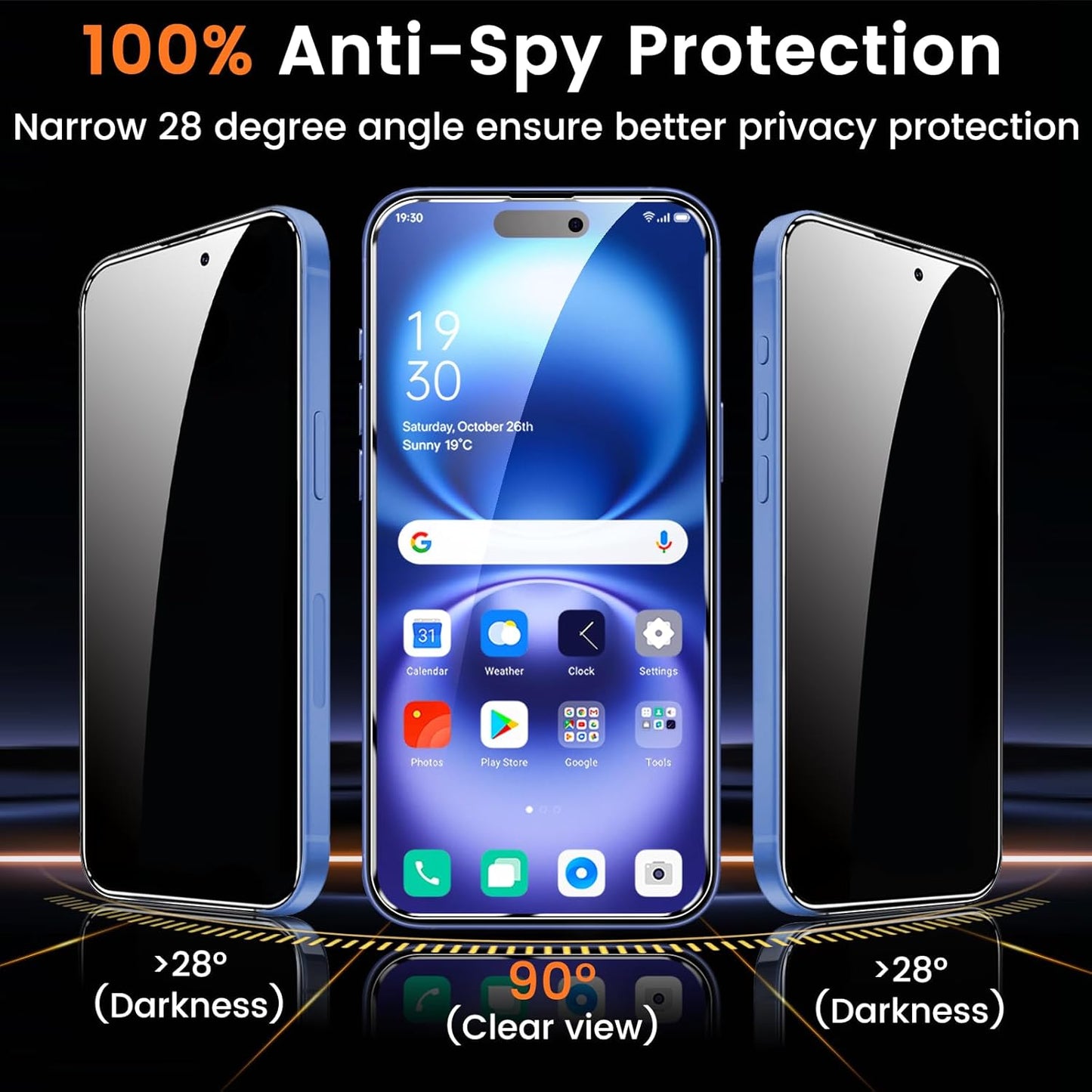 4+4 Pack Privacy Screen Protector for iPhone 16 Plus 6.7-Inch with 4 Pack Camera Lens Protector, Anti Spy Tempered Glass Film 9H Hardness Case Friendly