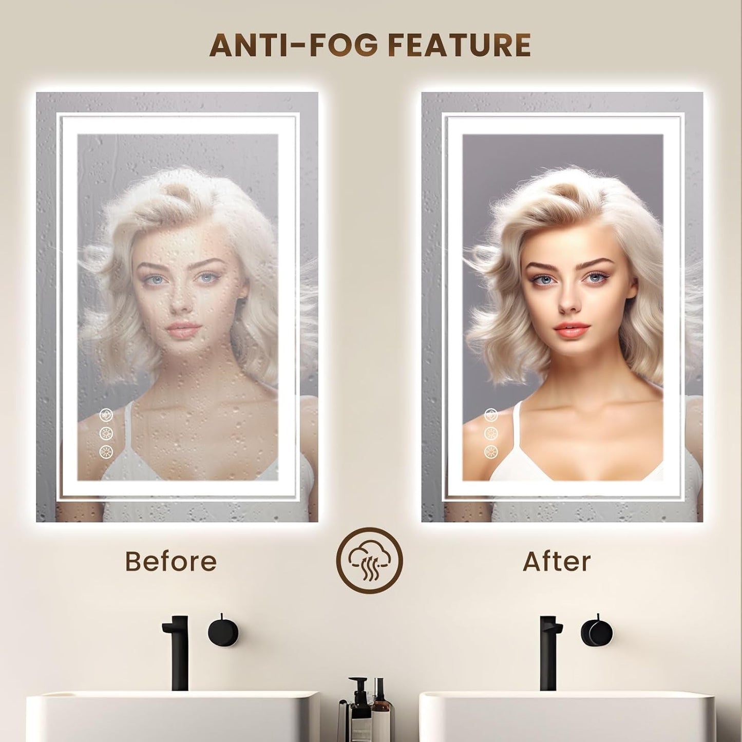 WTTY RGB LED Bathroom Mirror 30"x36" with Backlit and Front Light,Stepless Dimmable LED Mirror for Bathroom,Lighted Bathroom Vanity Mirror for Wall,Anti-Fog,Memory Function,Shatter-Proof