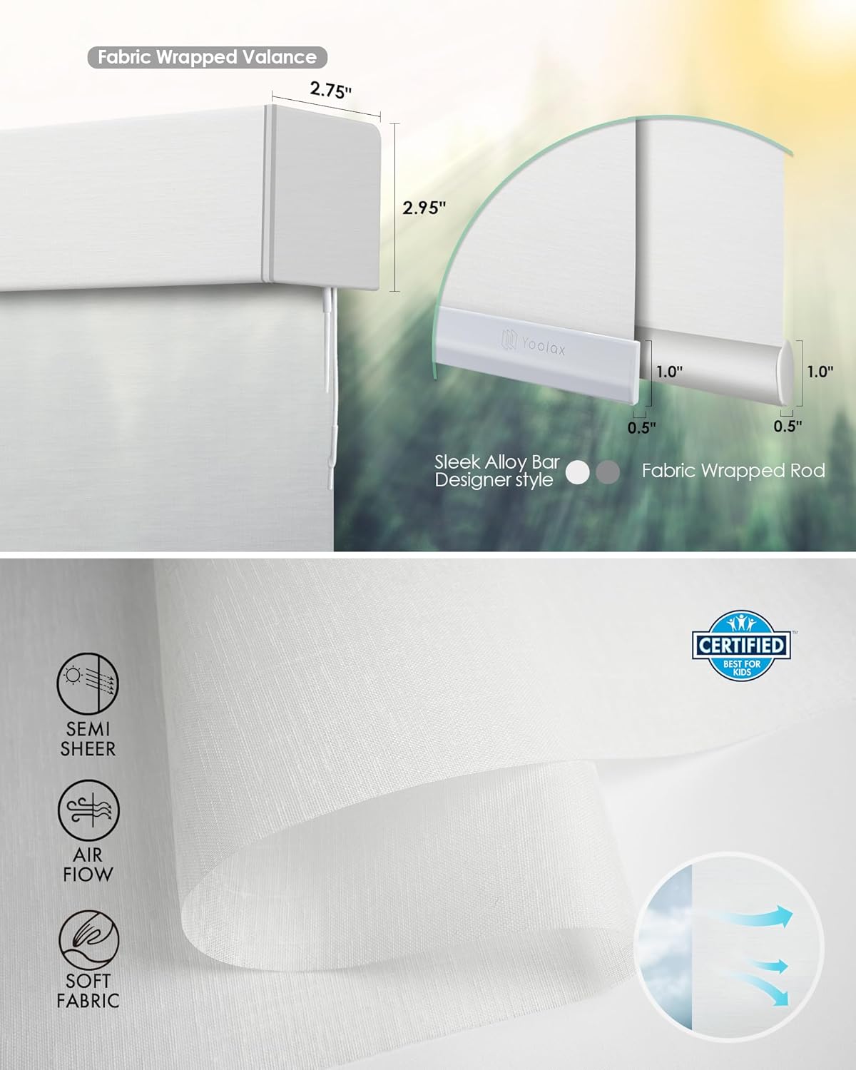 Yoolax Motorized Blinds with Remote, Light Filtering Smart Blinds Compatible with Alexa Google Home, Automatic Roller Shades for Indoor Windows Living Room, Custom Size (Semi Sheer Starlight White)
