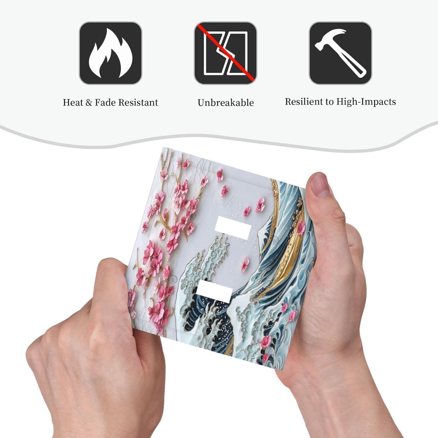 Decorative Switch Plates The Great Wave Off Kanagawa With Sakura 2 Gang Double Toggle Outlet Light Switch Cover Wall Plate Electrical Faceplate for Bedroom Bathroom Decor