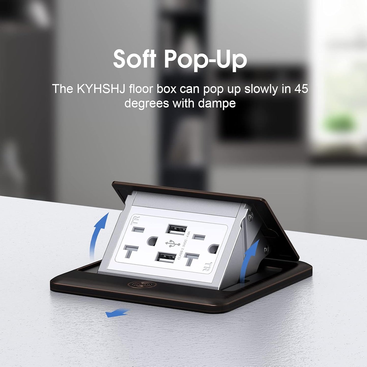KYHSHJ 4.8A USB Chargers Pop Up Floor Waterproof Electrical Outlet Receptacle Stainless Steel Box,(Oil Rubbed Bronze)