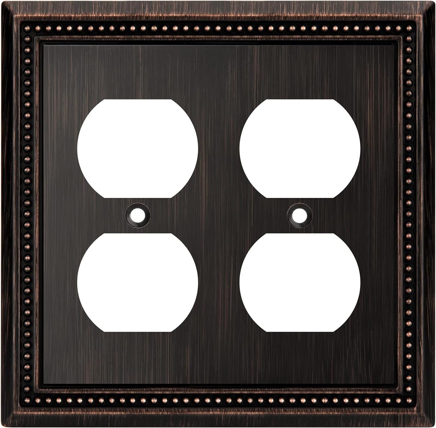Henne Bery Sunken Pearls Decorative Wall Plate Switch Plate Outlet Cover (Double Duplex, Aged Bronze)