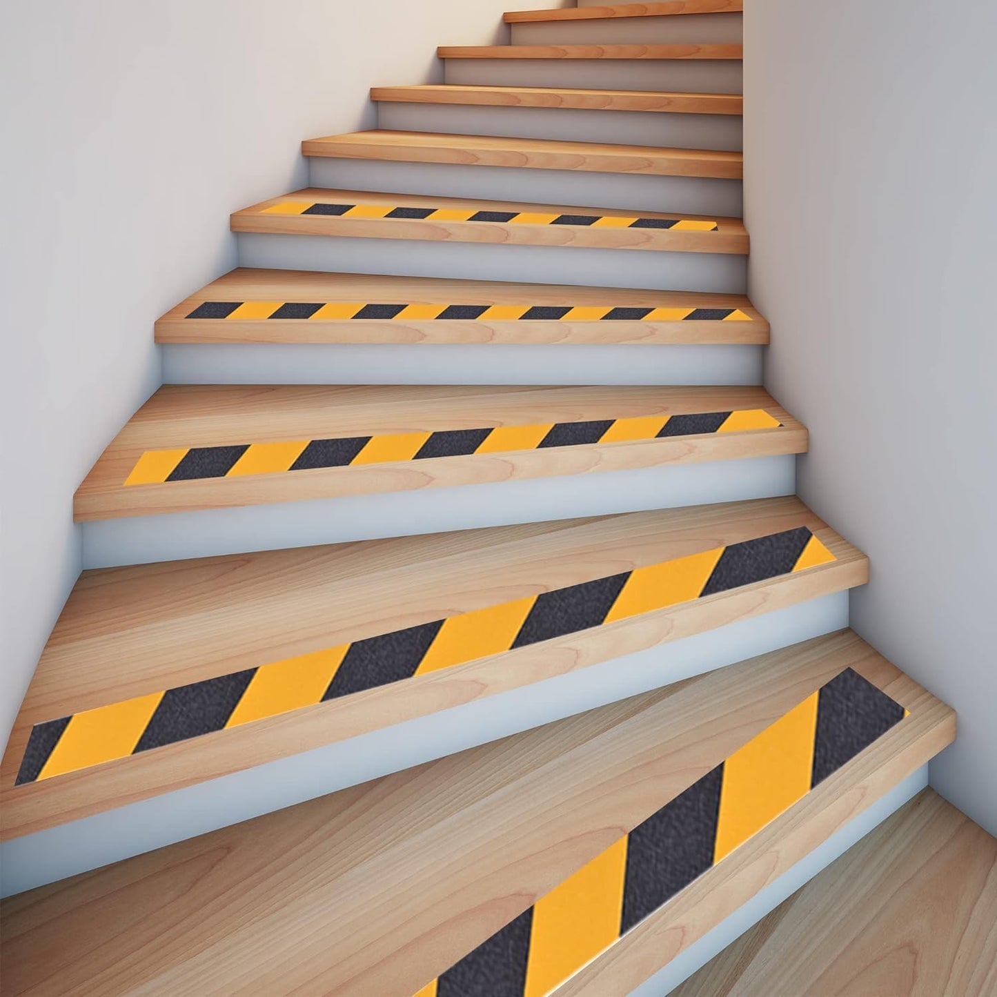 TAPEBEAR Non Slip Hazard Tape 4inch x 60feet, Black and Yellow Safety Tape, Anti Slip Caution Tape Roll, Nonslip Warning Floor Tape for Indoor Outdoor Steps Stairs, Strong Grip Tape