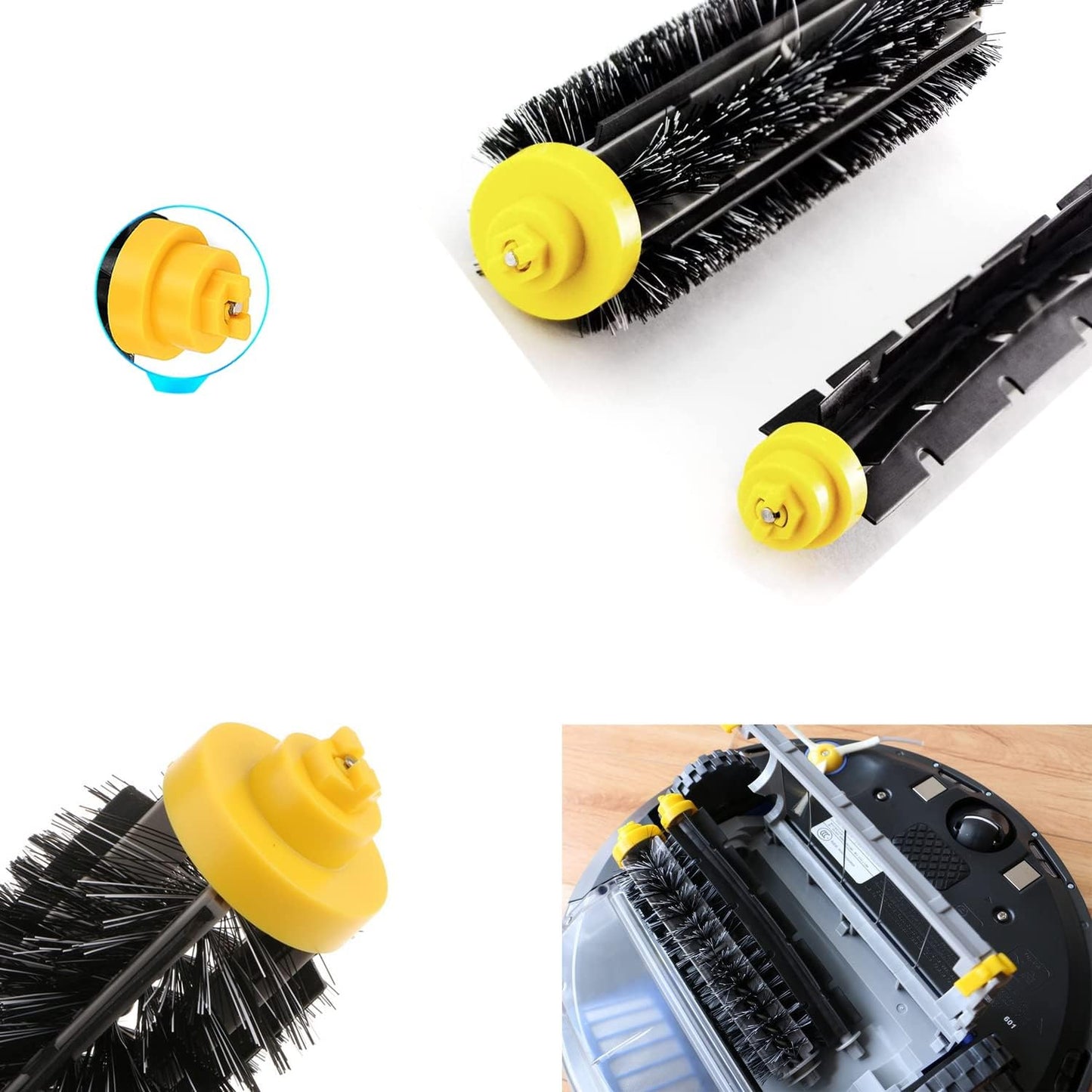Replacement Parts for IRobot Roomba 600&700 Series,Roomba 614 620 630 635 640 645 650 655 660 675 680 690 695 760 770 780 Vacuum Cleaner(3 Sets Replacement Bristle & Flexible Beater Brushes)
