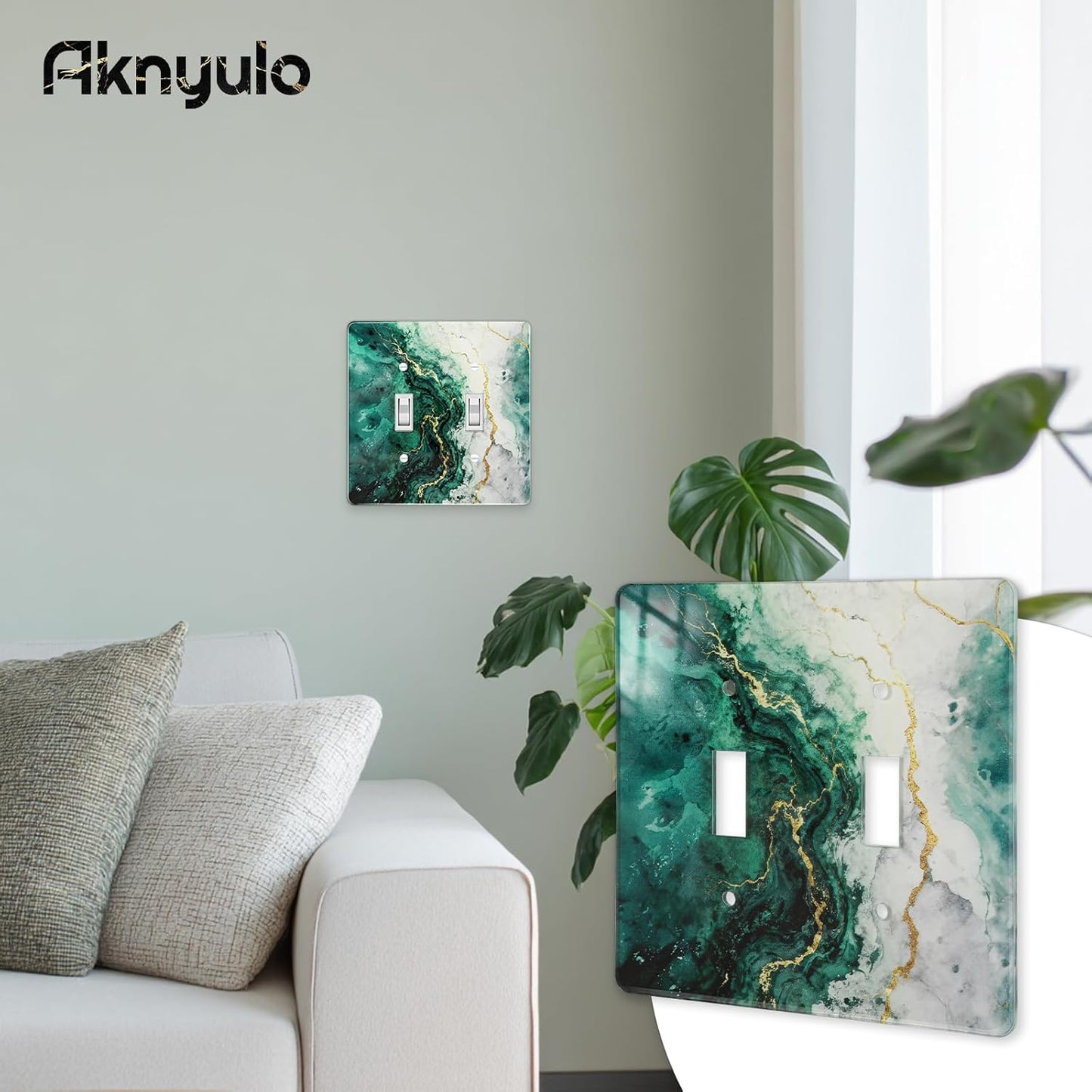 Modern Abstract Lexury Dark Turquoise Teal Blue Gray Marble Textured Light Switch Wall Plate Plates Decorative Electrical Outlet Cover Plates Acrylic Double Wall Outlet Covers Switch Plates