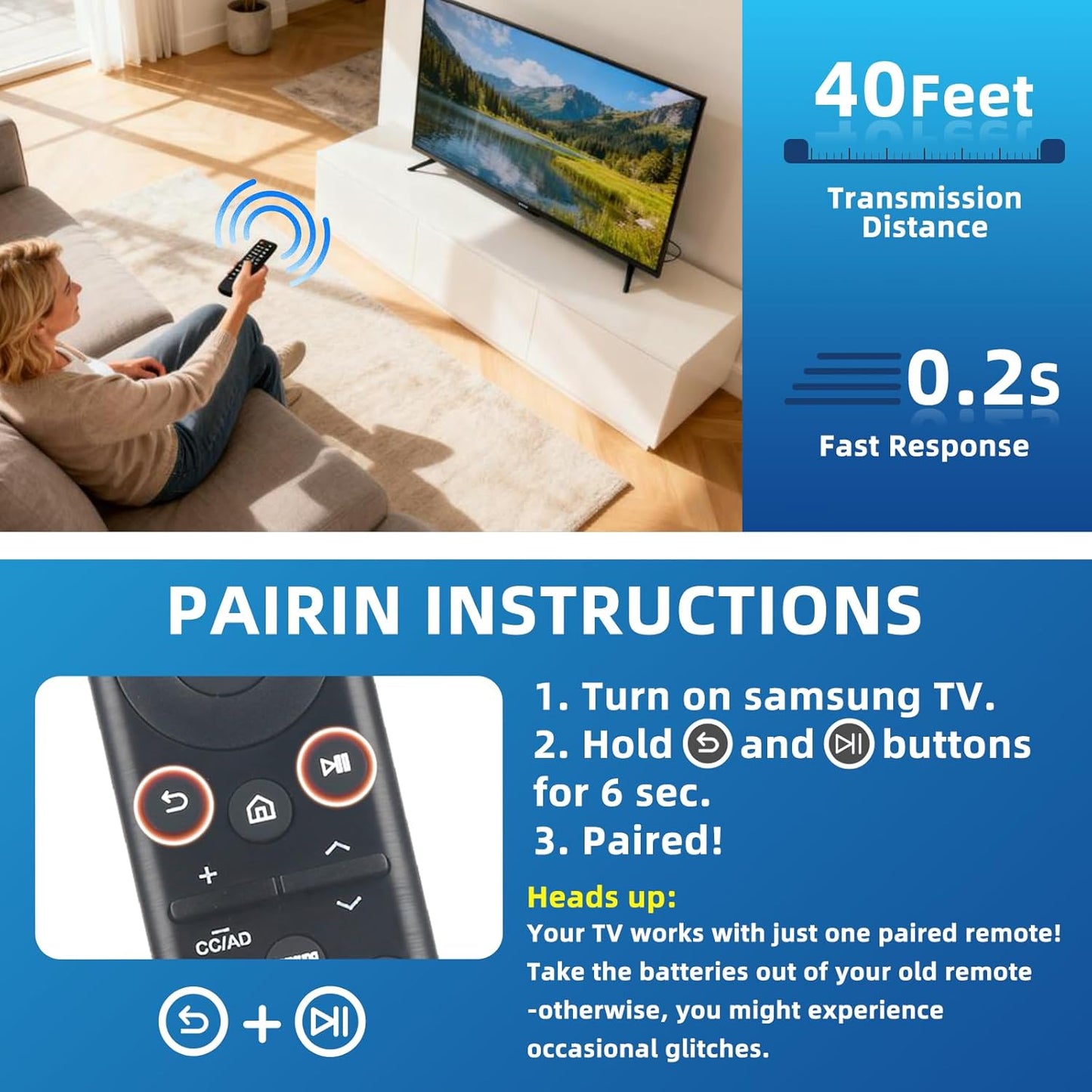 BN59-01385A Solar Voice Remote Replacement for Samsung TVs (2018-2025 Models) Universal Compatible with Smart, Neo OLED, The Frame, Crystal UHD 4K/8K TVs Rechargeable via Solar USB-C, 4 Shortcut Keys