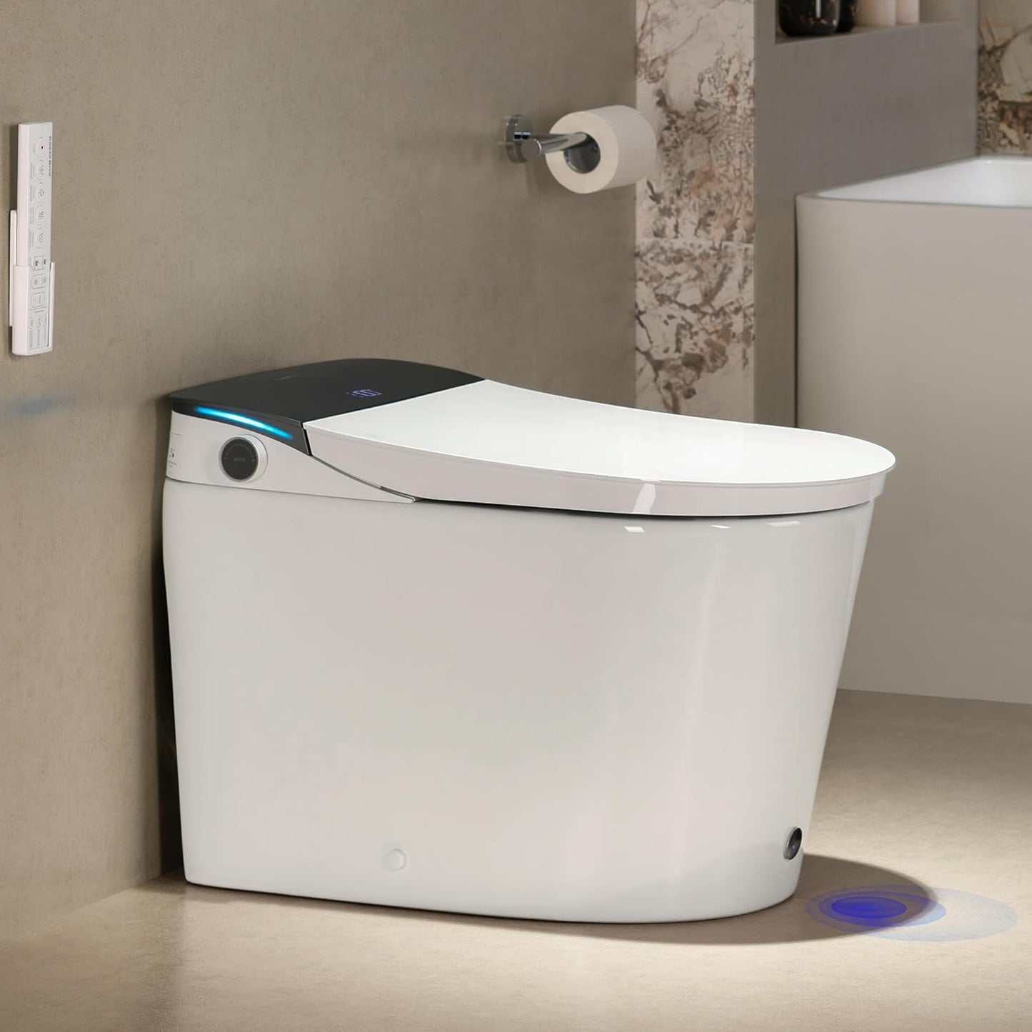 CANEST Smart Toilet with Bidet Built in, Foam Dispenser, 1000g MaP Flushing, Full-Area Seat Sensor, Auto Temperature Control Heated Seat, Auto Open/Close, Foot Sensor, Deodorization, Remote(FC-002SE)