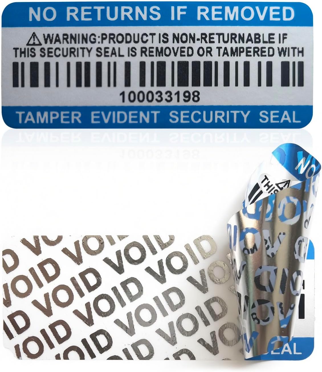 Tamper Evident Proof Barcode Stickers with Individual Serial Number Security Warranty Void Sticker,Sealing Label for Package(280pcs 2x0.8in Blue Matte Silver)