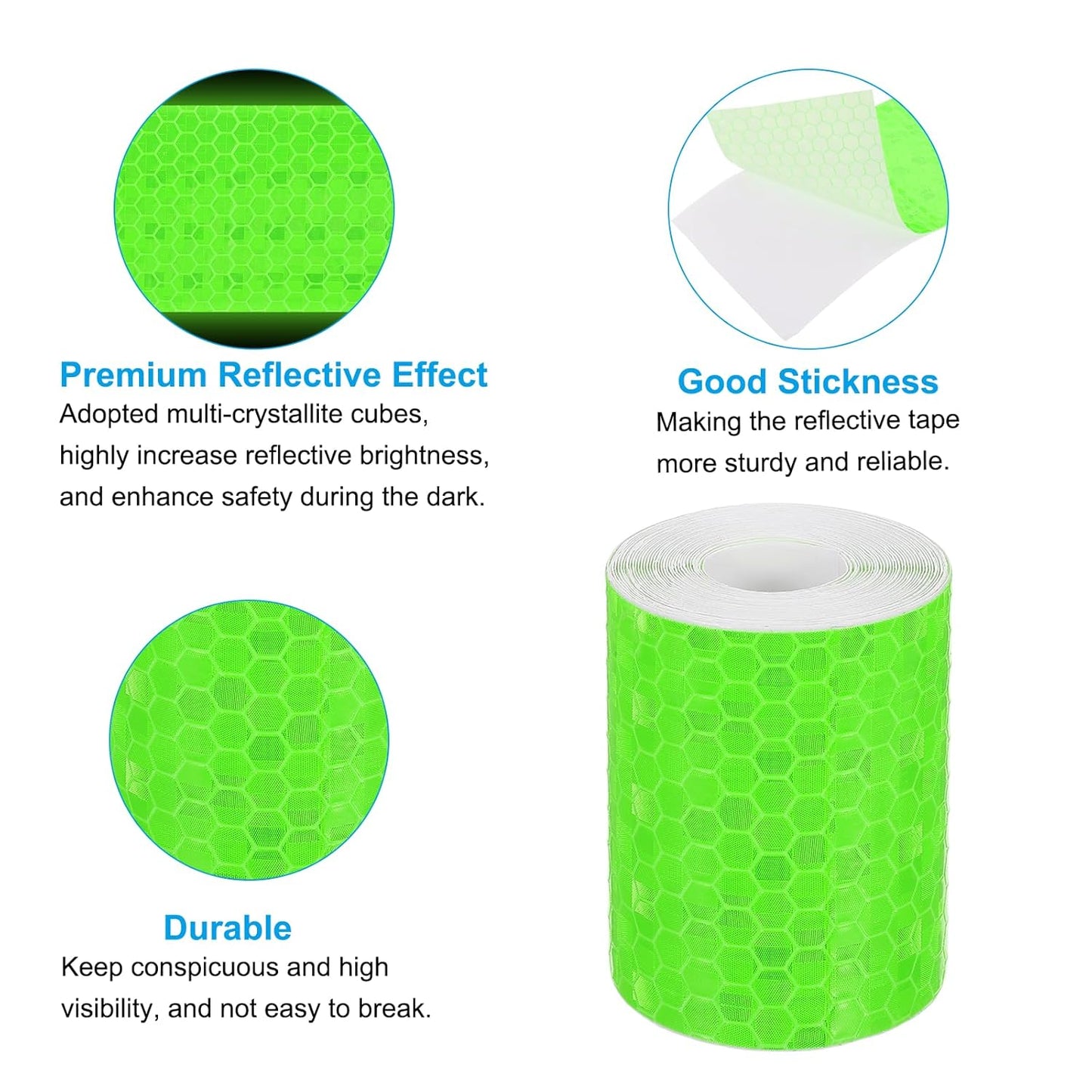 PATIKIL 2 Inch x 10 ft Reflective Tape, 1 Roll Waterproof Self Adhesive High Visibility Caution Warning Safety Tape Reflector with Scraper for Trucks Trailers Cars, Green