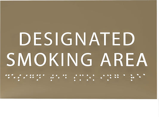 6" X4" Designated Smoking Area Sign - ADA Compliant Tactile Graphics Grade 2 Braille Text | Smoking Permitted Wall Signs for Offices, Private Businesses, Schools, and Restaurants