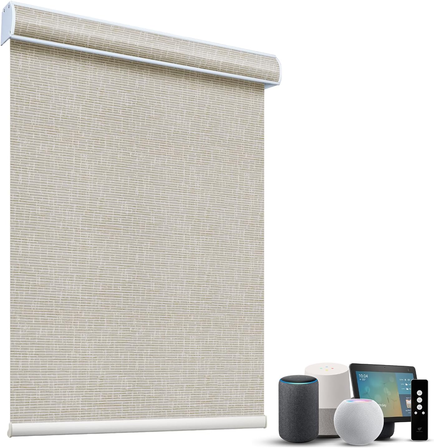 SmartWings Motorized Light Filtering Shades, 70% Blackout, Custom Size, Rechargeable Battery, Works with Matter/Apple HomeKit, Alexa, Thread/Zigbee, Remote Optional, 70% Safari Cream