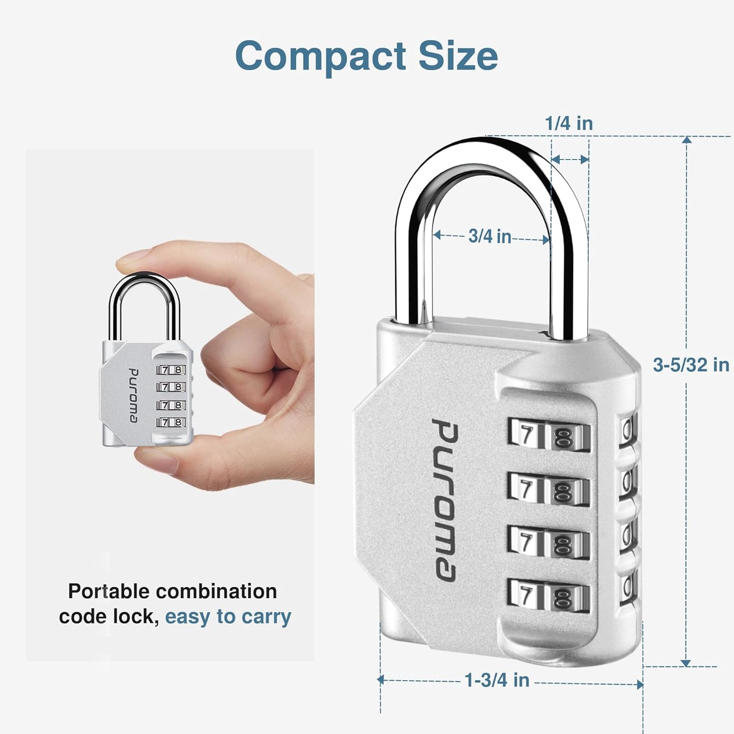 Puroma 4 Pack Combination Lock for Locker 4 Digit Outdoor Waterproof Padlock for School, Gym, Sports, Fence, Toolbox, Gate, Case, Outdoor, Hasp Storage, Cabinets (Silver & Black)