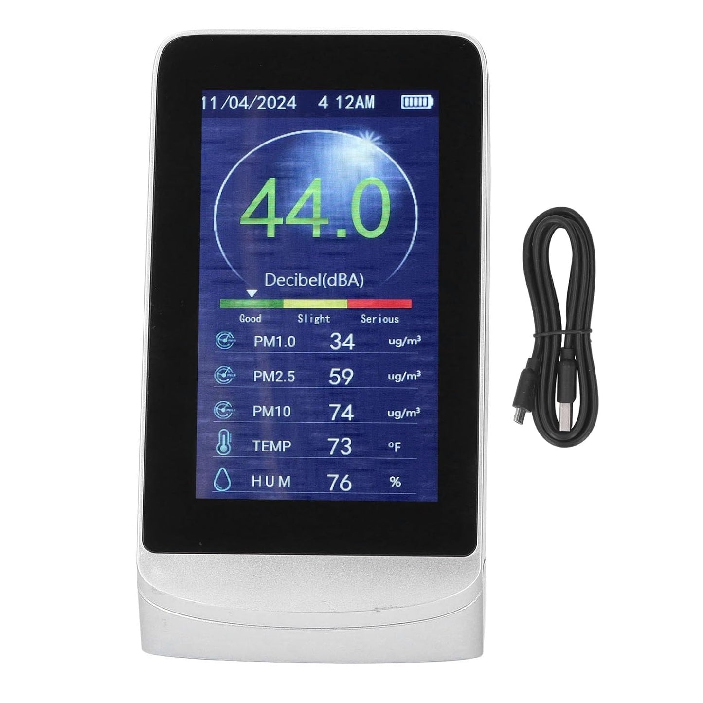 Pissente Decibel Meter Wall Hanging LCD Sound Level Reader 30130db Noise Time Temp Humidity PM 2.5 1.0 10 Teter for Home