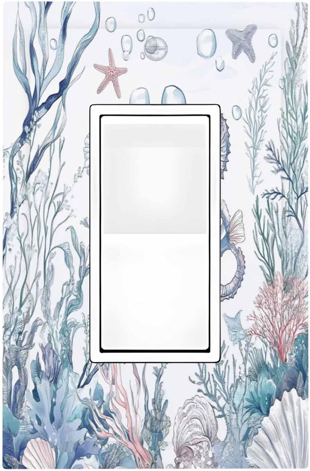 Decorative Outlet Covers Ocean Coral Seahorse Seashell Starfish 1 Gang Single Rocker Light Switch Cover Plate Wall Plates Gfci Faceplate For Bathroom Home Decor