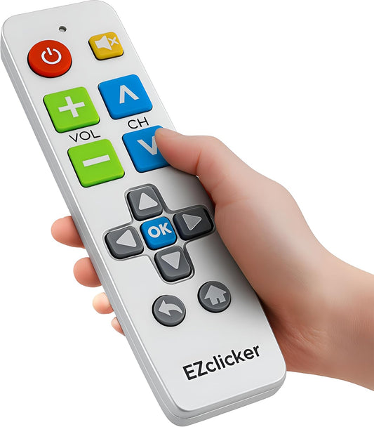 Big Button Universal TV Remote (Silver) Simple Easy to Use, Great for Seniors, Works with Major TV Brands (2xAAA Batteries Not Included)