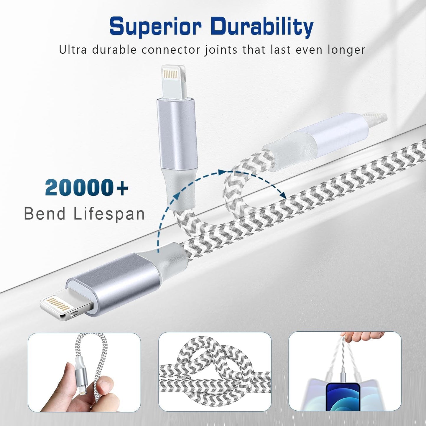[Apple MFi Certified] Short iPhone Charger 1.5ft 2Pack,USB A to Lightning Cord Nylon Braided 18 Inch Fast Charging iPhone Cable Compatible with iPhone 14 13 12 11 Pro/Max/Mini Xs SE2/iPad for Car