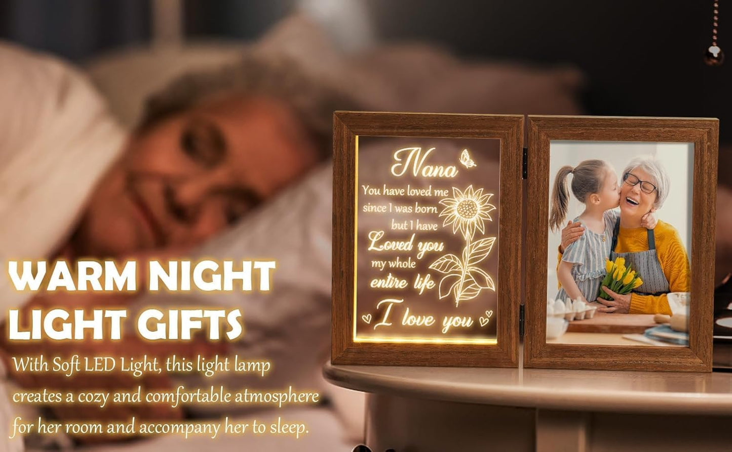 Nana Gifts Christmas Grandma Gifts from Grandkids Granddaughter Grandson, Night Light with Grandma Picture Frame for 5x7 Photo, Personalized Gift for Grandmother Gigi Granny Mimi Nana Birthday Gift