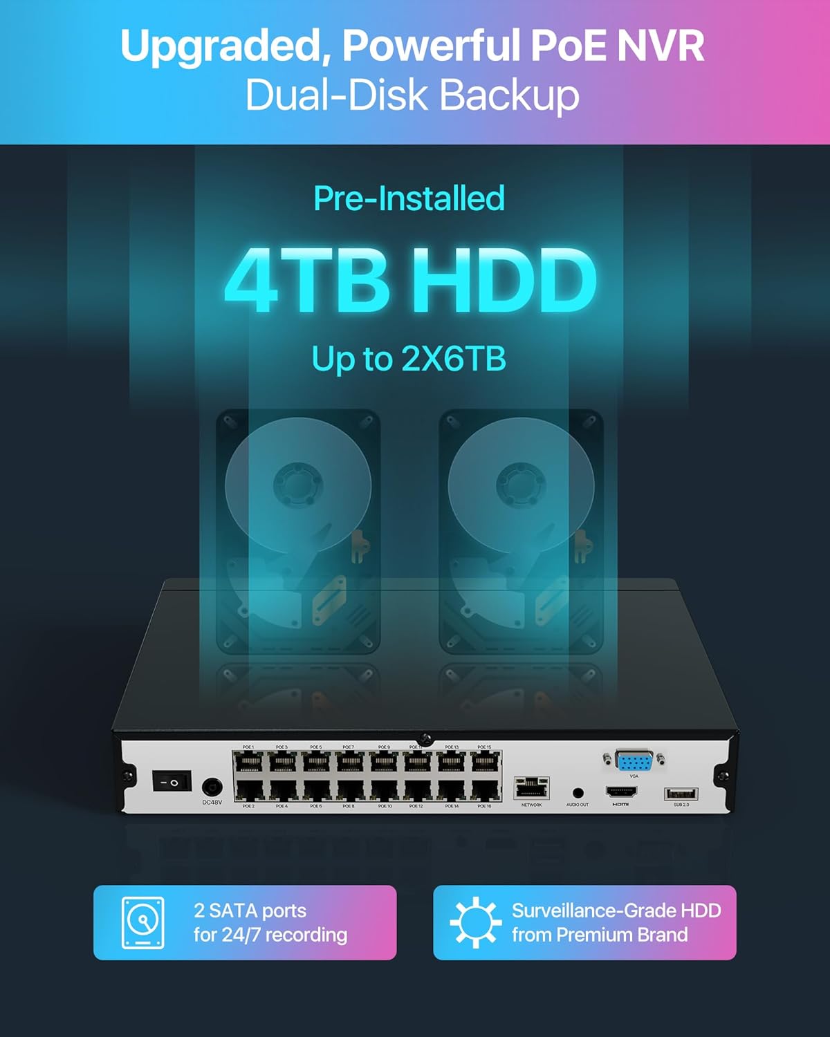 ZOSI 32CH 4K PoE Security Camera System,12pcs 8MP Outdoor Indoor PoE Cameras,Face Person Vehicle Detection,2-Way Audio,Color Night Vision,16Port 32 Channel 8MP/4K NVR with 4TB HDD for 24/7 Recording
