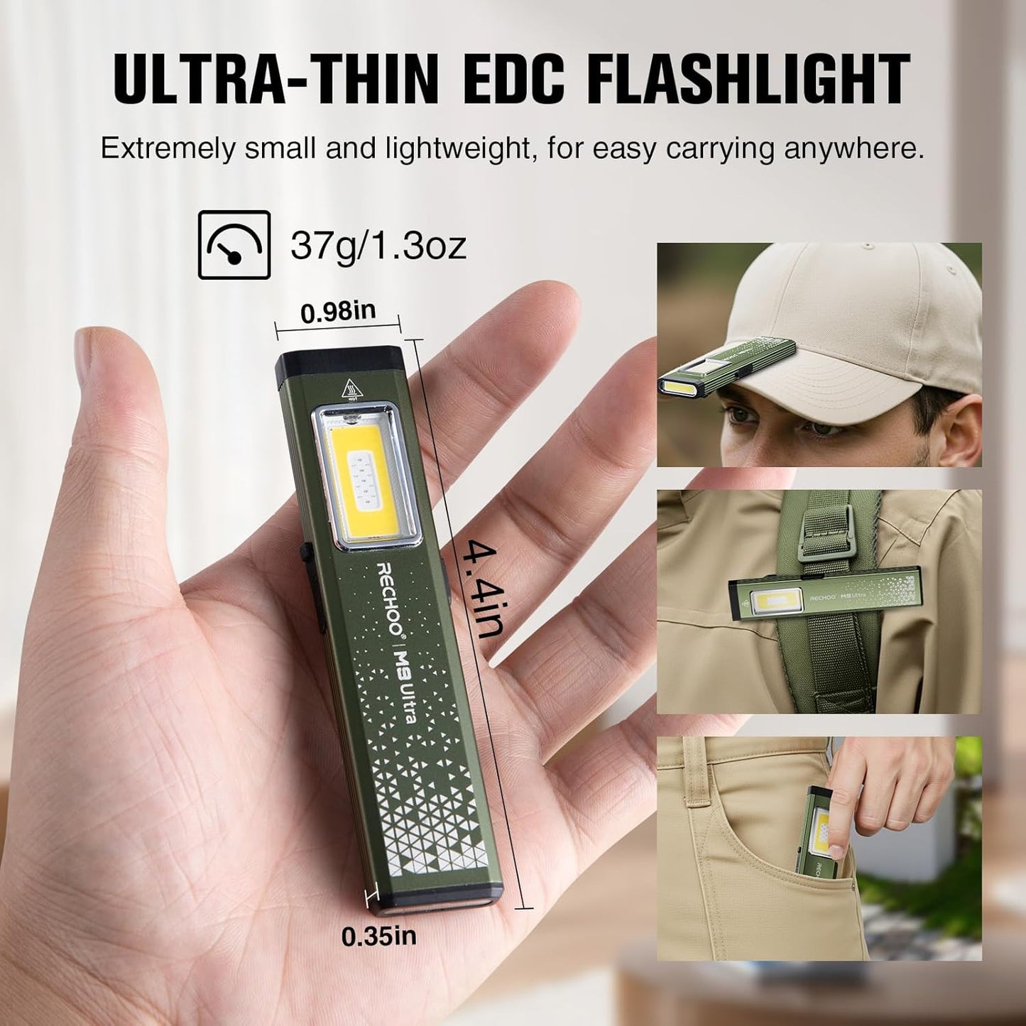 RECHOO Rechargeable Flashlights High Lumens 2Pack, Magnetic EDC Flashlight with Clip, 8 Modes Powerful Pocket LED Flashlight, Waterproof Portable Flat Flashlights for Home Camping Emergency