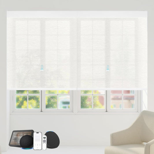 Motorized Blinds with Remote Custom Size Blackout Smart Roller Shades Compatible with Alexa Google, Electric Blinds for Windows