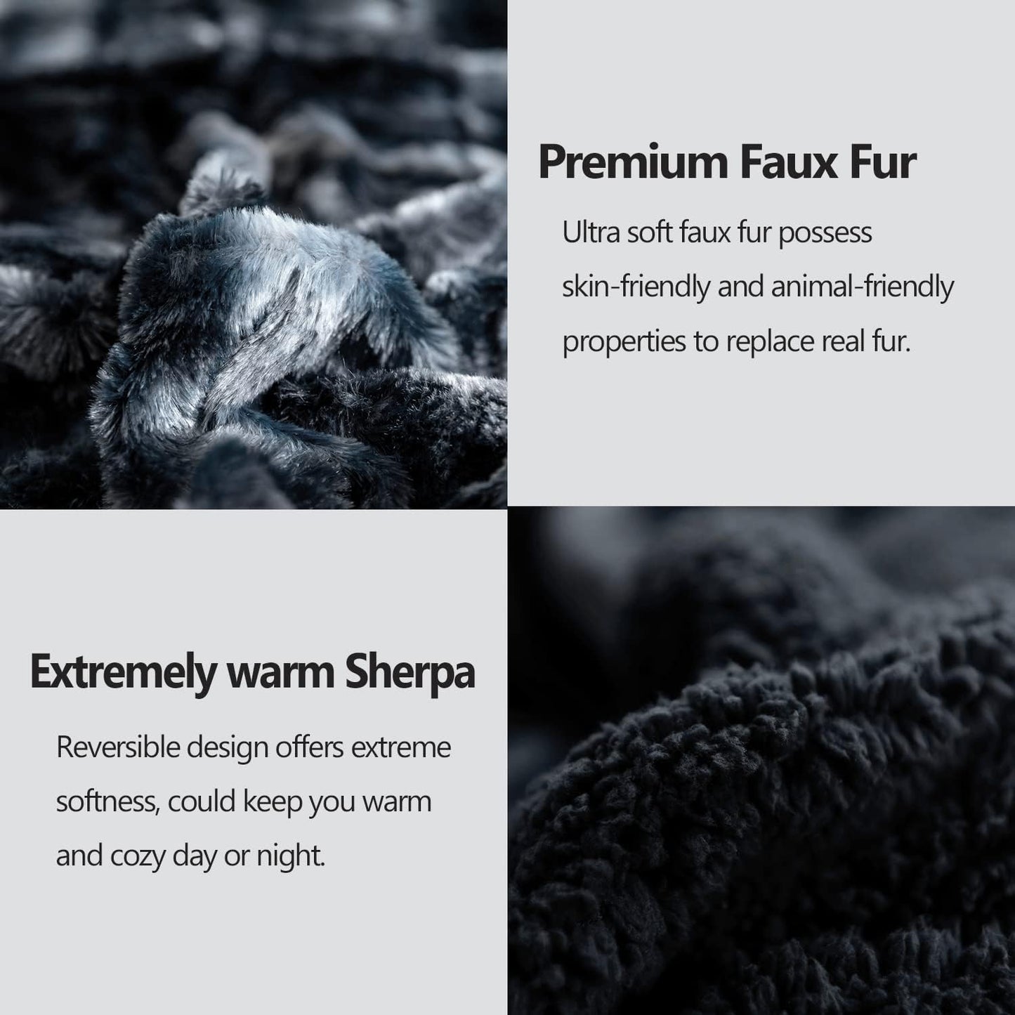 NEWCOSPLAY Super Soft Faux Fur Throw Blanket for Couch Tie-dye Black Sherpa Fuzzy Plush Warm Blanket for Sofa Bed (Tie-dye Black, Throw(50"x60"))
