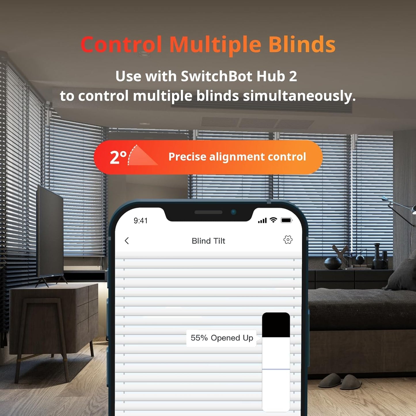 SwitchBot Blind Tilt Automatic Blind Opener 3-Pack & Hub 2- Smart Motorized Blinds with Bluetooth/IR Remote Control, WiFi Thermometer Hygrometer, Light Sensor, Work with Alexa, Google Home, HomeKit