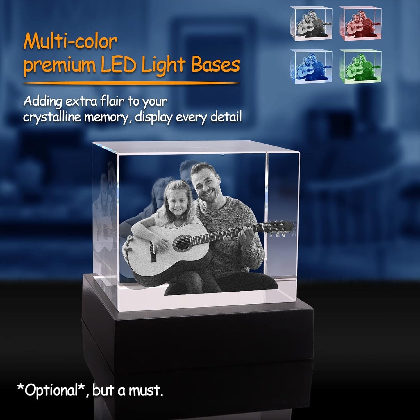 3D Crystal Photo,Christmas Personalized Gift,Personalized Gifts with Your Photo for Dad, Mom, Him, Her, Wife and Husband. Customized Picture Gift for Christmas, Birthday, Wedding, Anniversary, Memorial, Valentines Day