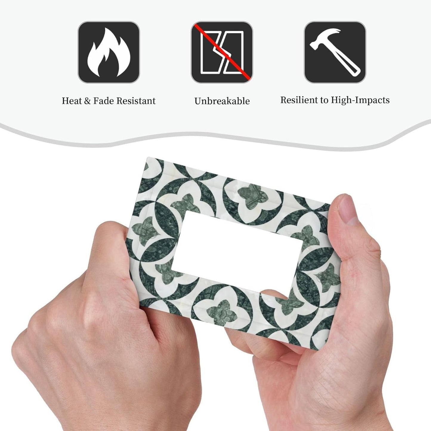 Green Luxury Modern Cubic Marble 1 Gang Single Rocker Decorative Light Switch Covers Electrical Faceplate Switch Plates for Bathroom Kitchen Home